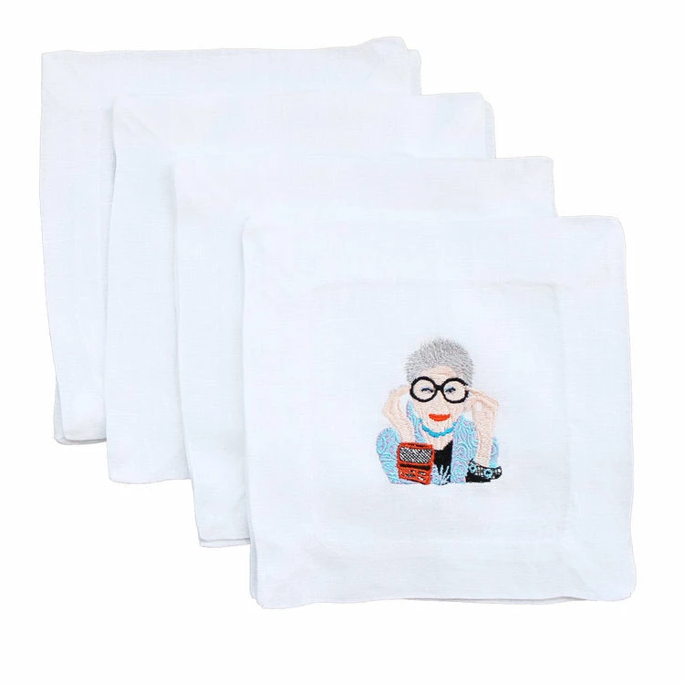 Lettermade Gifts By Occasion Iris Apfel Linen Cocktail Napkins Lettermade Gifts By Occasion Iris Apfel Linen Cocktail Napkins