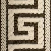 Gate House Furniture Luggage Rack-Ivory Frame With Brown/Beige Greek Key Straps