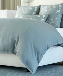 Lili Alessandra Top Of Bed Lili Alesandra Gia Blue Cotton Silk Bedding Collection