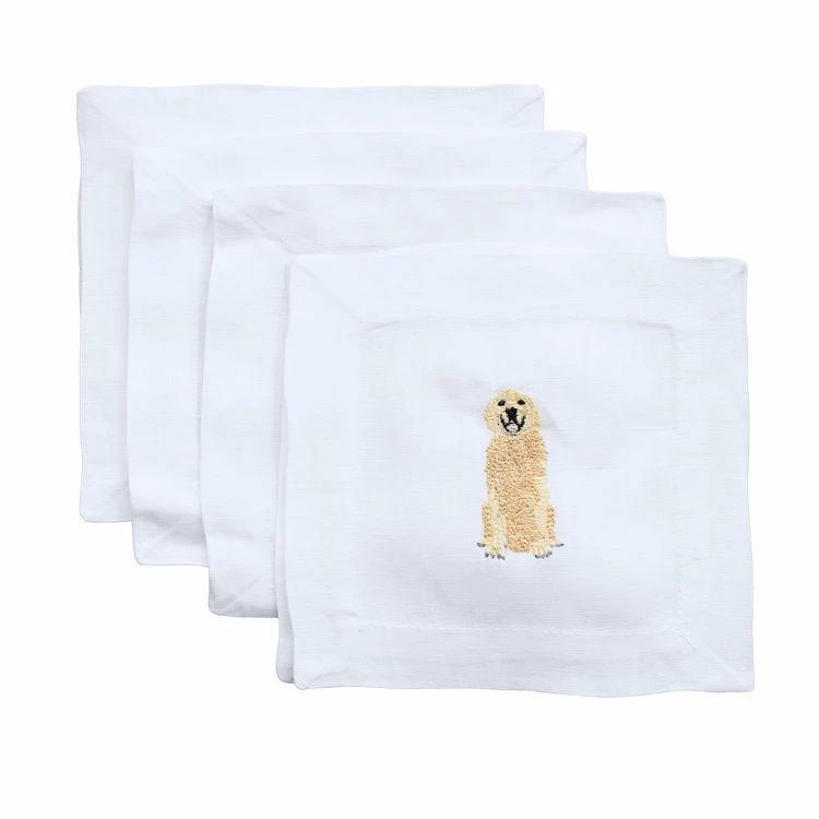 Lettermade Gifts By Occasion Golden Retriever Linen Cocktail Napkins Lettermade Gifts By Occasion Golden Retriever Linen Cocktail Napkins