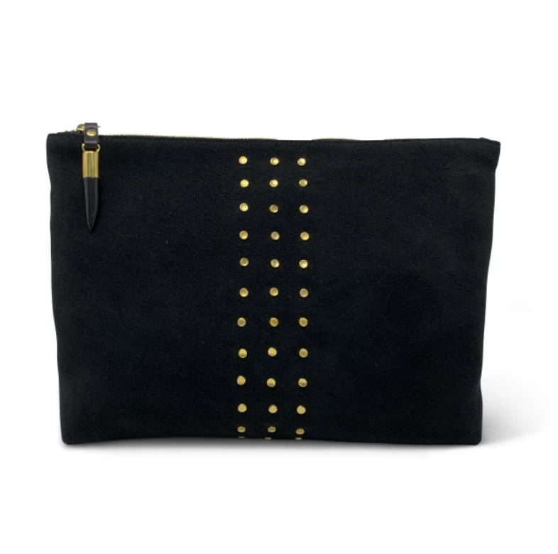 Kempton & Co Medium Black Suede Stud Pouch Gifts By Occasion Kempton & Co Medium Black Suede Stud Pouch Gifts By Occasion