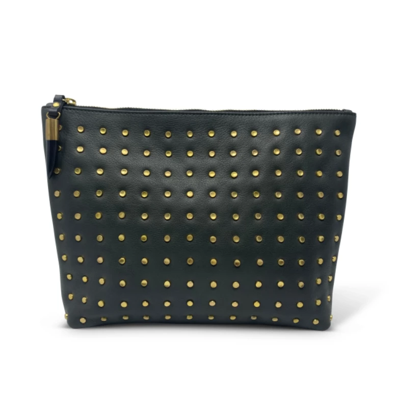 Kempton & Co Olive Brass Stud Medium Pouch Kempton & Co Olive Brass Stud Medium Pouch