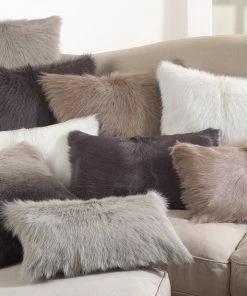 Saro Trading Grey Goat Fur Pillow 12" X 20" Gifts By Occasion