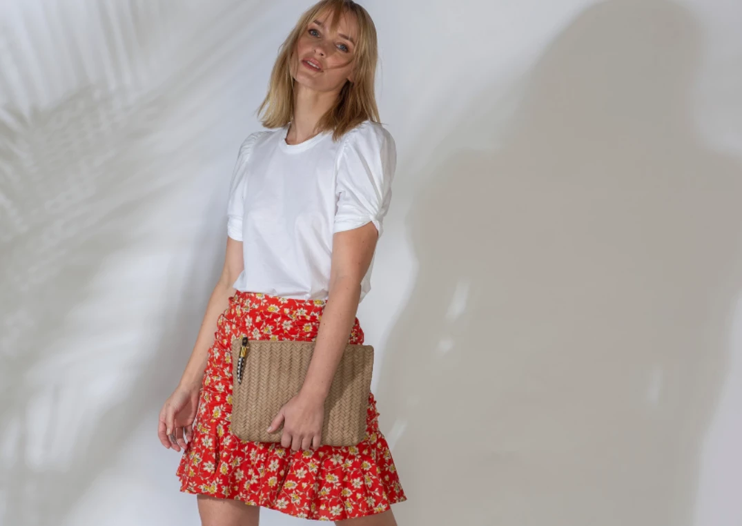 Kempton & Co Gifts By Occasion Blush Basket Weave Medium Pouch Kempton & Co Gifts By Occasion Blush Basket Weave Medium Pouch