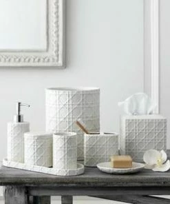 Kassatex White Rattan Waste Basket