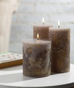 Vance Kitira Gifts By Occasion Candle "RITZ" Timber Pillar Gray (Available In 2 Sizes)
