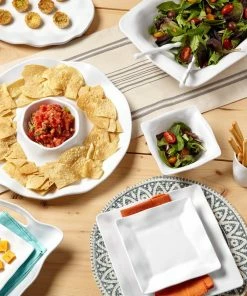 Q Home Large White Square Ruffled Edge Melamine Serving Bowl 3 Q Home Large White Square Ruffled Edge Melamine Serving Bowl