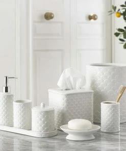 Kassatex Scalloped White Cotton Jar Host/Hostess