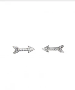 Vintage La Rose Pave Diamond Arrow Stud Earrings