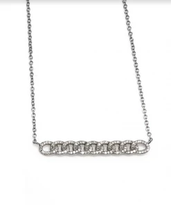 Vintage La Rose Curb Chain Bar Pave Diamond Necklace Gifts By Recipient