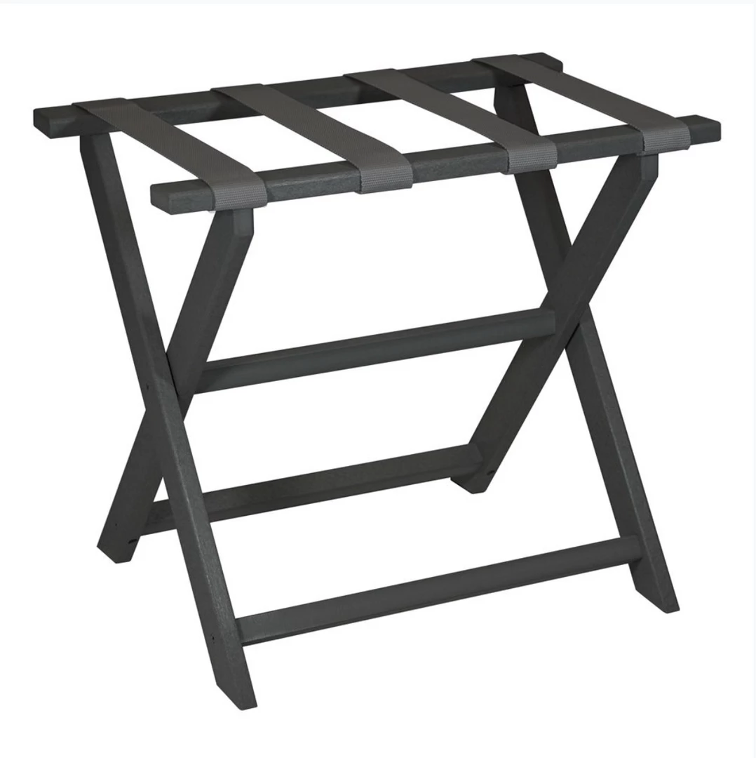 Gate House Furniture Luggage Rack- Dark Grey Frame With Grey Hide Brindle Straps Gifts By Occasion Gate House Furniture Luggage Rack- Dark Grey Frame With Grey Hide Brindle Straps Gifts By Occasion