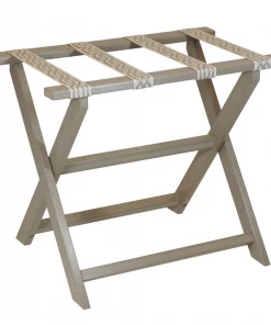 Gate House Furniture Gifts By Occasion Luggage Rack-Taupe Frame With Beige Chain Link Straps