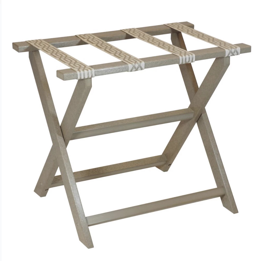 Gate House Furniture Gifts By Occasion Luggage Rack-Taupe Frame With Beige Chain Link Straps Gate House Furniture Gifts By Occasion Luggage Rack-Taupe Frame With Beige Chain Link Straps
