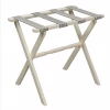 Gate House Furniture Gifts By Occasion Luggage Rack-Ivory Frame With Black/Beige Greek Key Straps