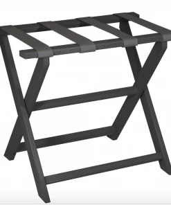 Gate House Furniture Luggage Rack- Black Frame With Grey Hide Brindle Straps Gifts By Occasion