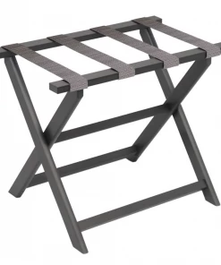 Gate House Furniture Gifts By Occasion Luggage Rack- Dark Grey Frame With Neutral Mesh Straps