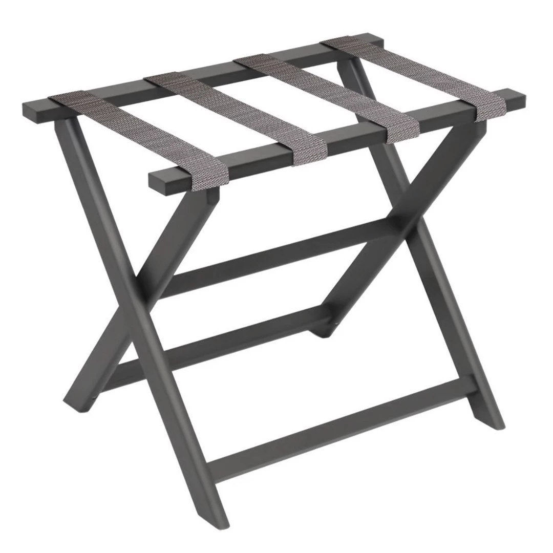 Gate House Furniture Gifts By Occasion Luggage Rack- Dark Grey Frame With Neutral Mesh Straps Gate House Furniture Gifts By Occasion Luggage Rack- Dark Grey Frame With Neutral Mesh Straps