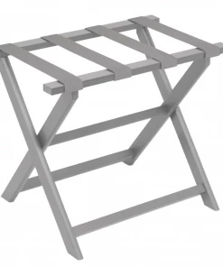 Gate House Furniture Luggage Rack-Light Grey Frame With Grey Mesh Straps