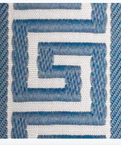 Gate House Furniture Luggage Rack-White Frame With White & Sky Blue Greek Key Straps Gifts By Occasion