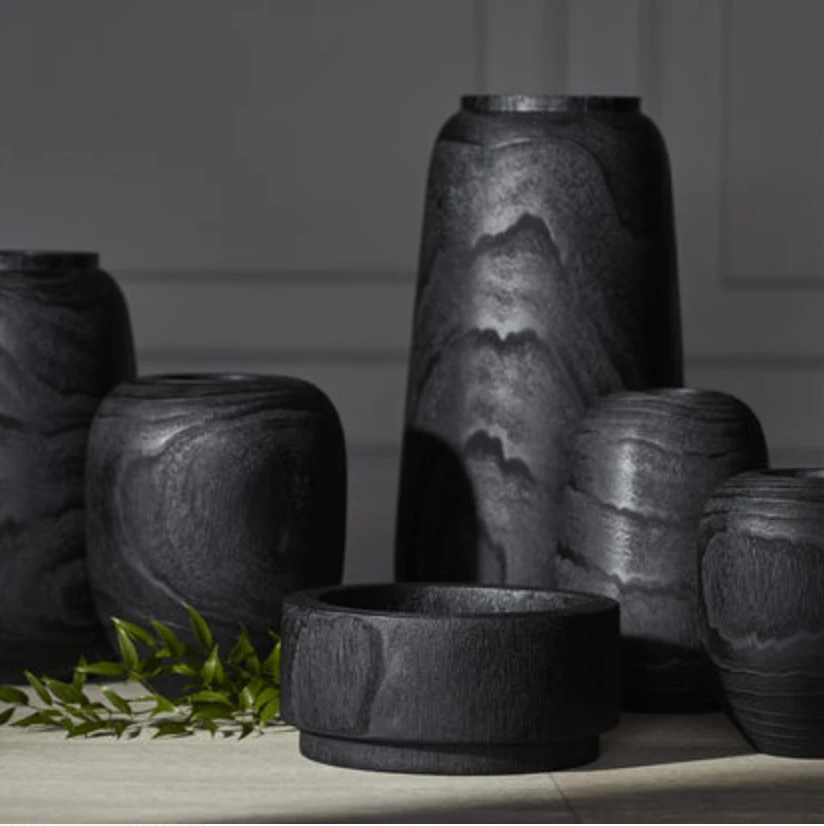 Palecek Gifts By Occasion Black Charcoal Wood Vase - Available In 2 Sizes Palecek Gifts By Occasion Black Charcoal Wood Vase - Available In 2 Sizes