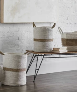 Palecek White & Natural Seagrass Basket Gifts By Occasion