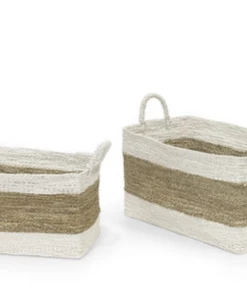 Palecek White & Seagrass Rectangular Basket - Available In 2 Sizes Gifts By Occasion