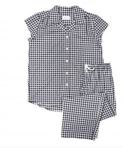 The Cat's Pajamas Black & White Gingham Capri Pajama Set