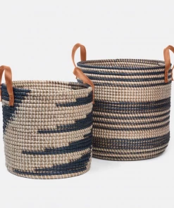 Pigeon & Poodle Father's Day Baskets Dark Blue And Seagrass (Available In 2 Sizes)