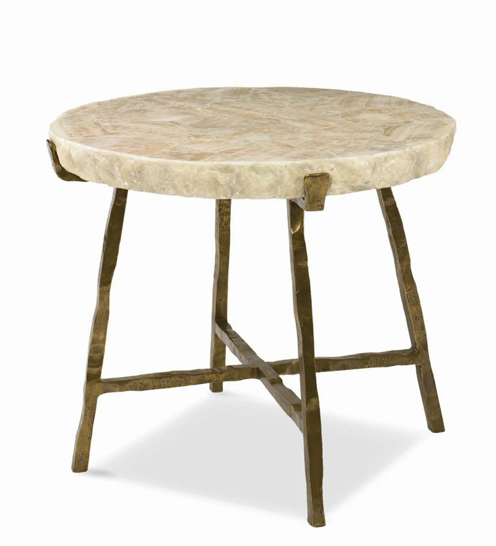 Century Furniture SIDE TABLE STONE AND IRON Century Furniture SIDE TABLE STONE AND IRON