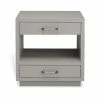 Interlude BEDSIDE CHEST GREY FAUX LINEN Side Tables