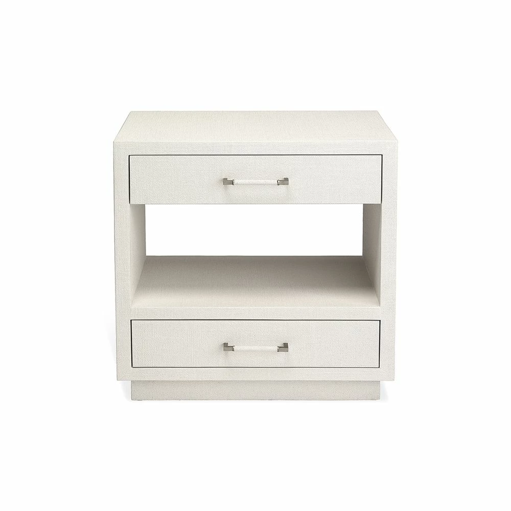 Interlude BEDSIDE CHEST NATURAL WHITE FAUX LINEN Interlude BEDSIDE CHEST NATURAL WHITE FAUX LINEN