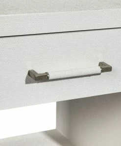 Interlude Side Tables BEDSIDE CHEST FAUX LINEN AND WOOD 2 Interlude Side Tables BEDSIDE CHEST FAUX LINEN AND WOOD