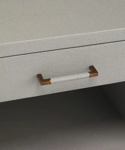 Interlude BEDSIDE CHEST GREY FAUX LINEN Side Tables