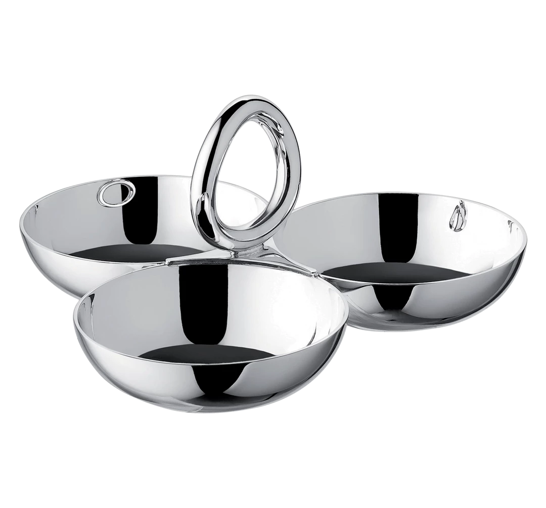 CHRISTOFLE VERTIGO 3-BOWL SNACK DISH SILVER-PLATED Gifts By Occasion