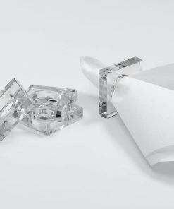Caspari Square Clear Acrylic Napkin Ring
