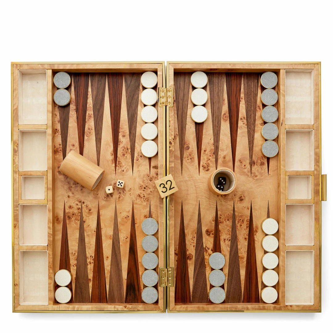 Aerin Wood & Shagreen Backgammon Set Aerin Wood & Shagreen Backgammon Set