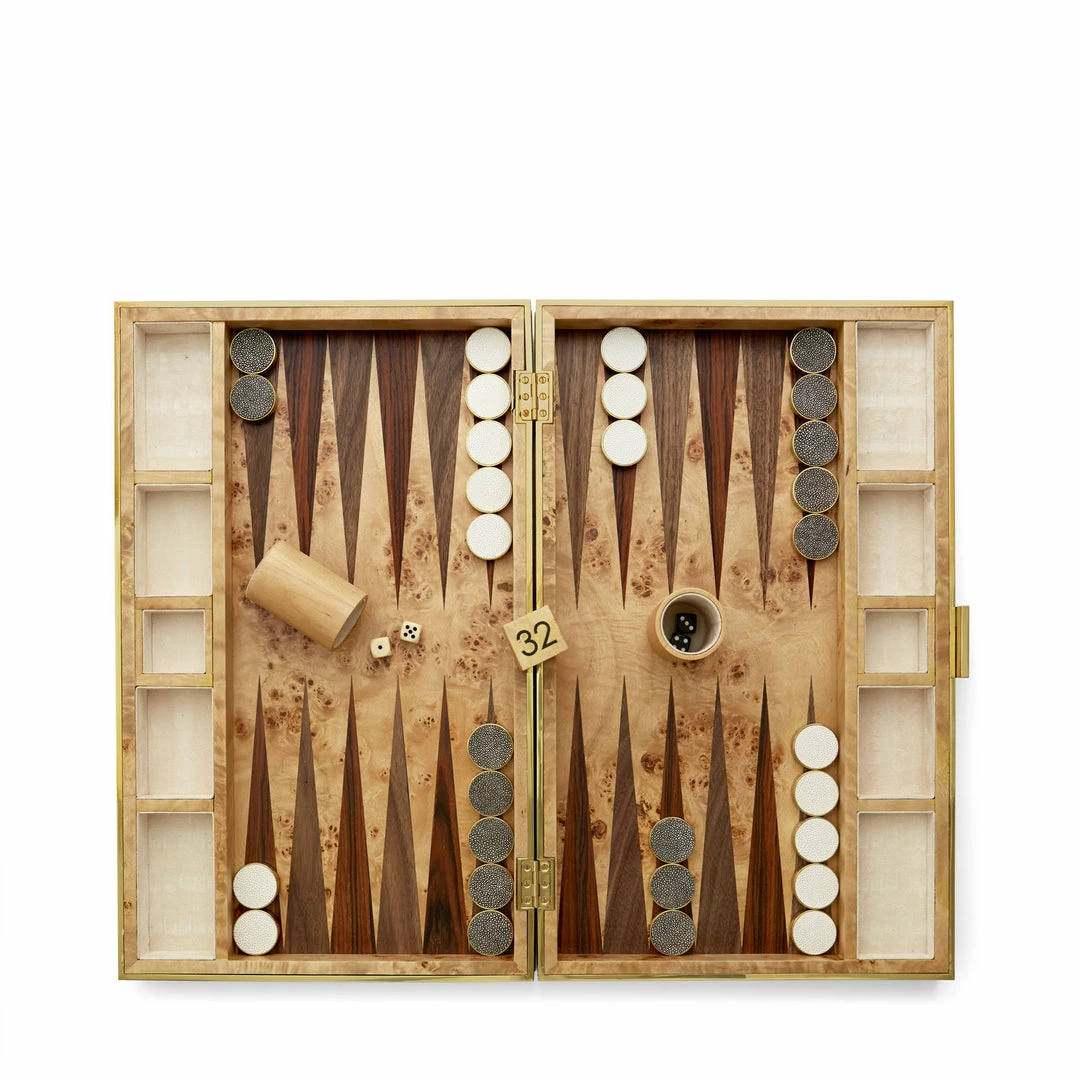 Aerin Wood & Shagreen Backgammon Set Aerin Wood & Shagreen Backgammon Set