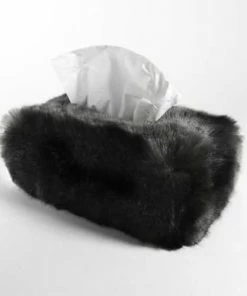 Evelyn Prelonge Anthracite Grey FAUX FUR Rectangular Tissue Cover Gifts By Occasion