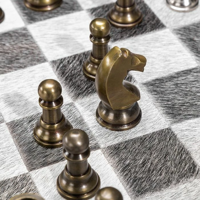 Interlude CHESS SET GREY HIDE Interlude CHESS SET GREY HIDE