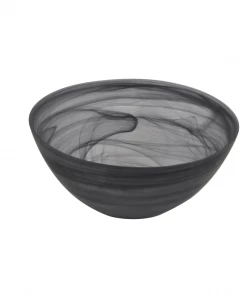 BIDKhome SERVE BOWL SWIRL LARGE GLASS MATTE FINISH - BLACK Gifts By Occasion