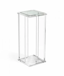 Interlude Side Tables DRINK TABLE SQUARE GLASS AND ACRYLIC