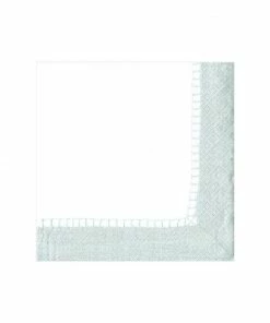 Caspari LINEN BORDER SILVER PAPER COCKTAIL NAPKIN