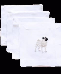 Lettermade Pug Linen Cocktail Napkins Gifts By Occasion