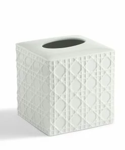 Kassatex White Rattan Tissue Box Host/Hostess