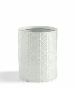 Kassatex White Rattan Waste Basket