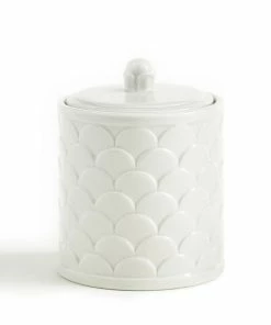 Kassatex Scalloped White Cotton Jar Host/Hostess