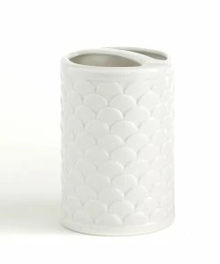 Kassatex Host/Hostess Scalloped White Toothbrush Holder