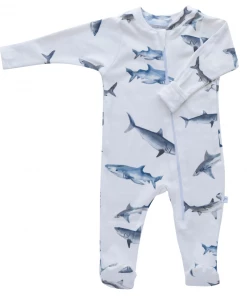 Jennifer Anne Style Sharks Organic Zip Footie