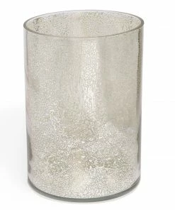 Kassatex Mercury Glass Cylinder Waste Basket Bathroom Accessories
